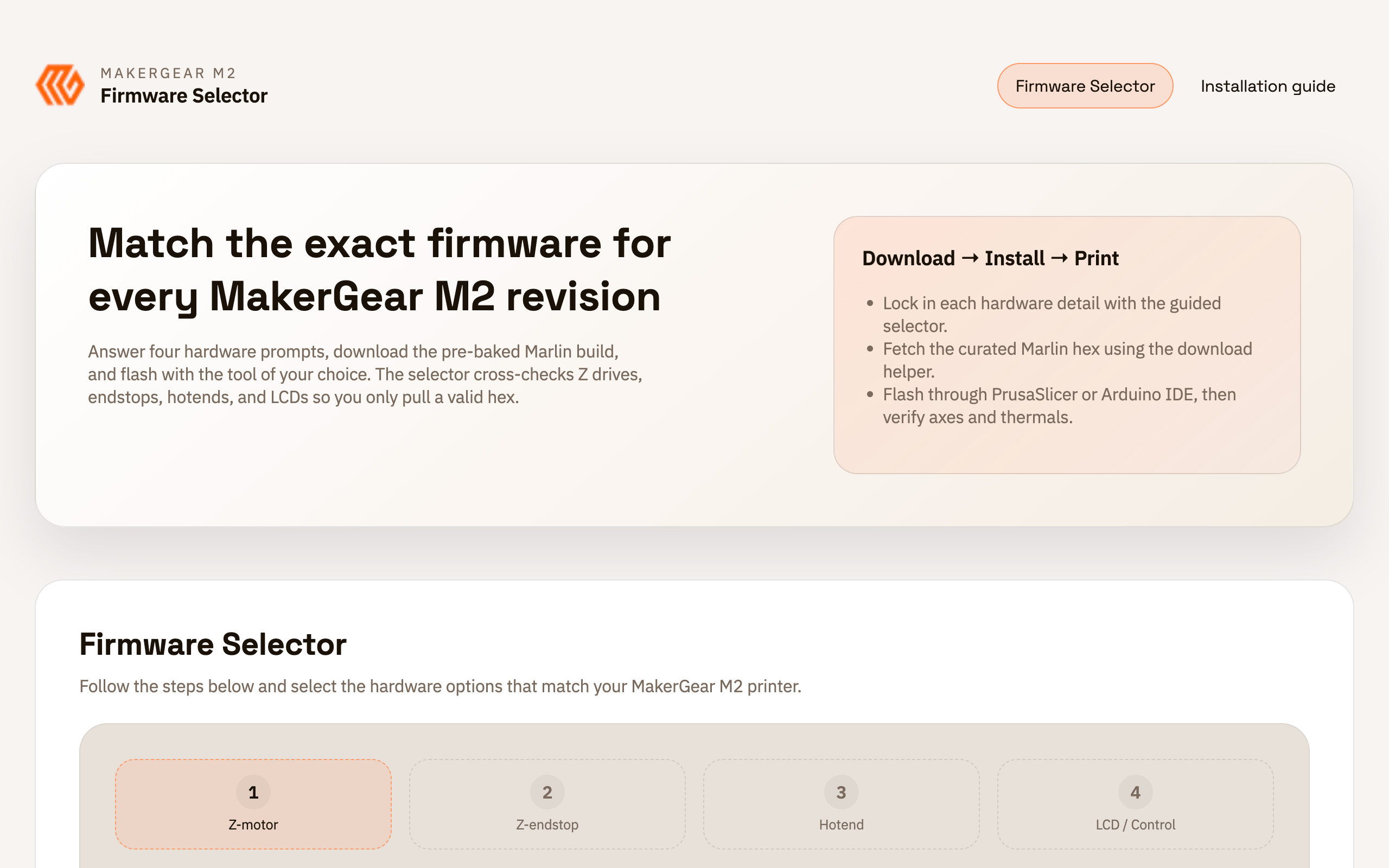 MakerGear M2 Firmware Selector preview image